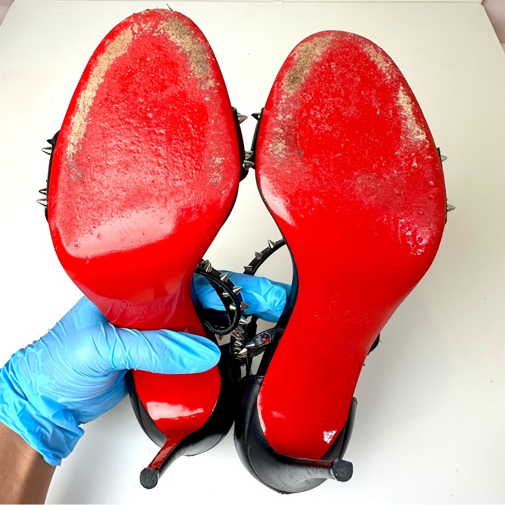 ✨ Christian Louboutin “So Me” Studded Strappy Sandals | Size 39 Black | Red Sole - Picture 10 of 12